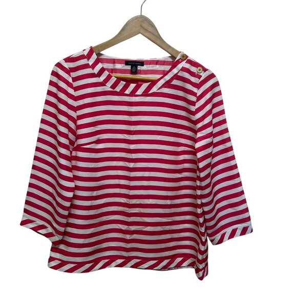 Tommy Hilfiger Pink White Nautical Stripe Blouse Size M - Picture 1 of 4